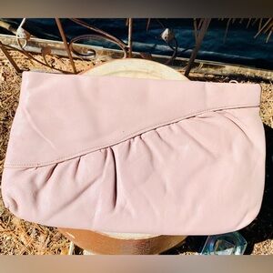Tano Italian Leather light Pink Clutch Bag purse vintage